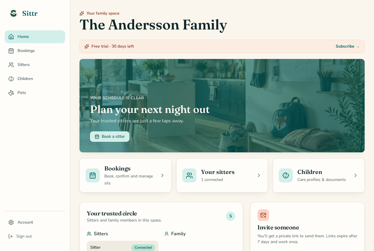 The family home page