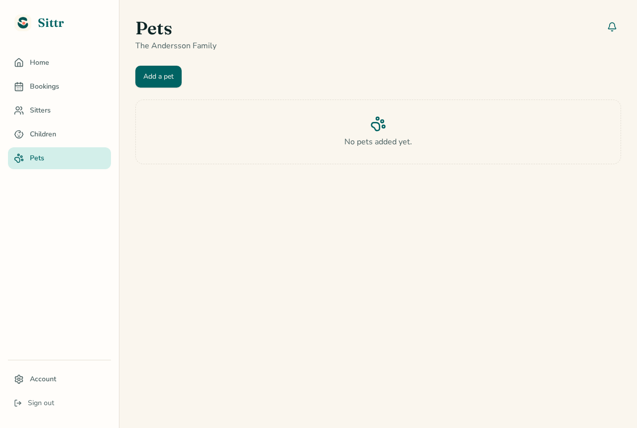 The Pets page